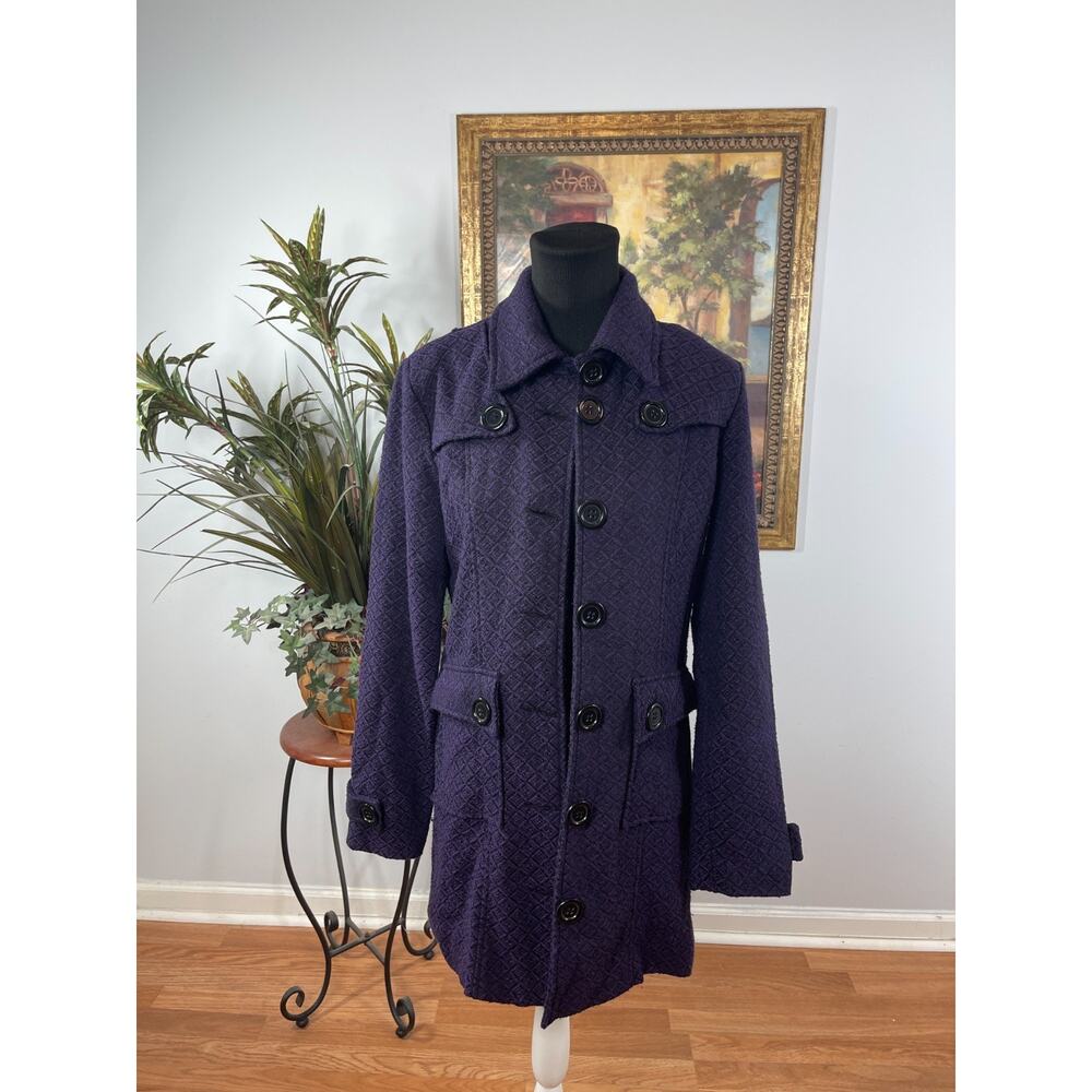 Wet Seal Pea Coat Women's Large Purple Retro Coastal Grandmacore Dark Academia